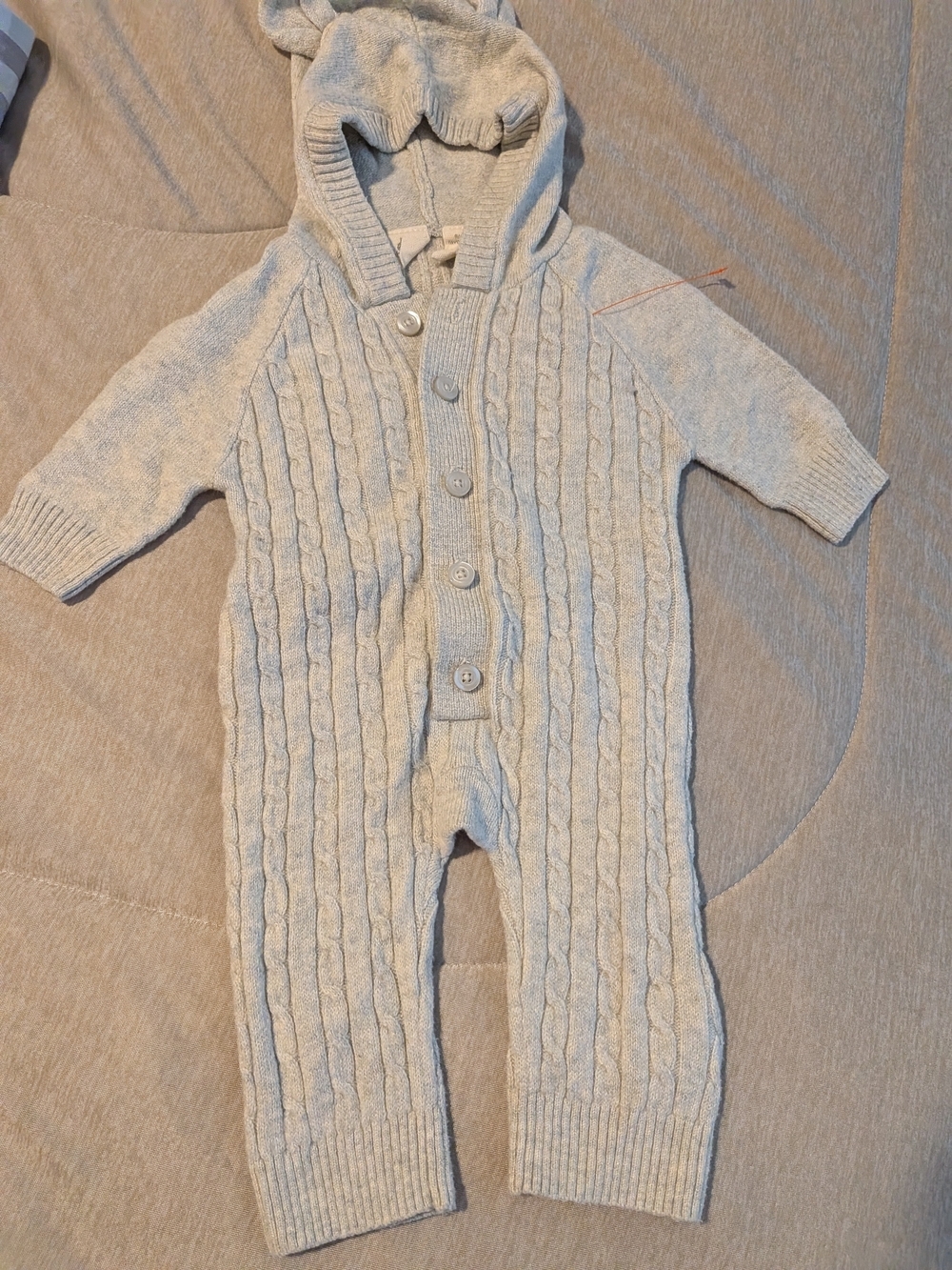 GAP Light Gray Cable-Knit Hood New Born